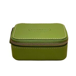 Coach Unisex Green Leather Zippered Pill Case Travel Organizer With Bottles